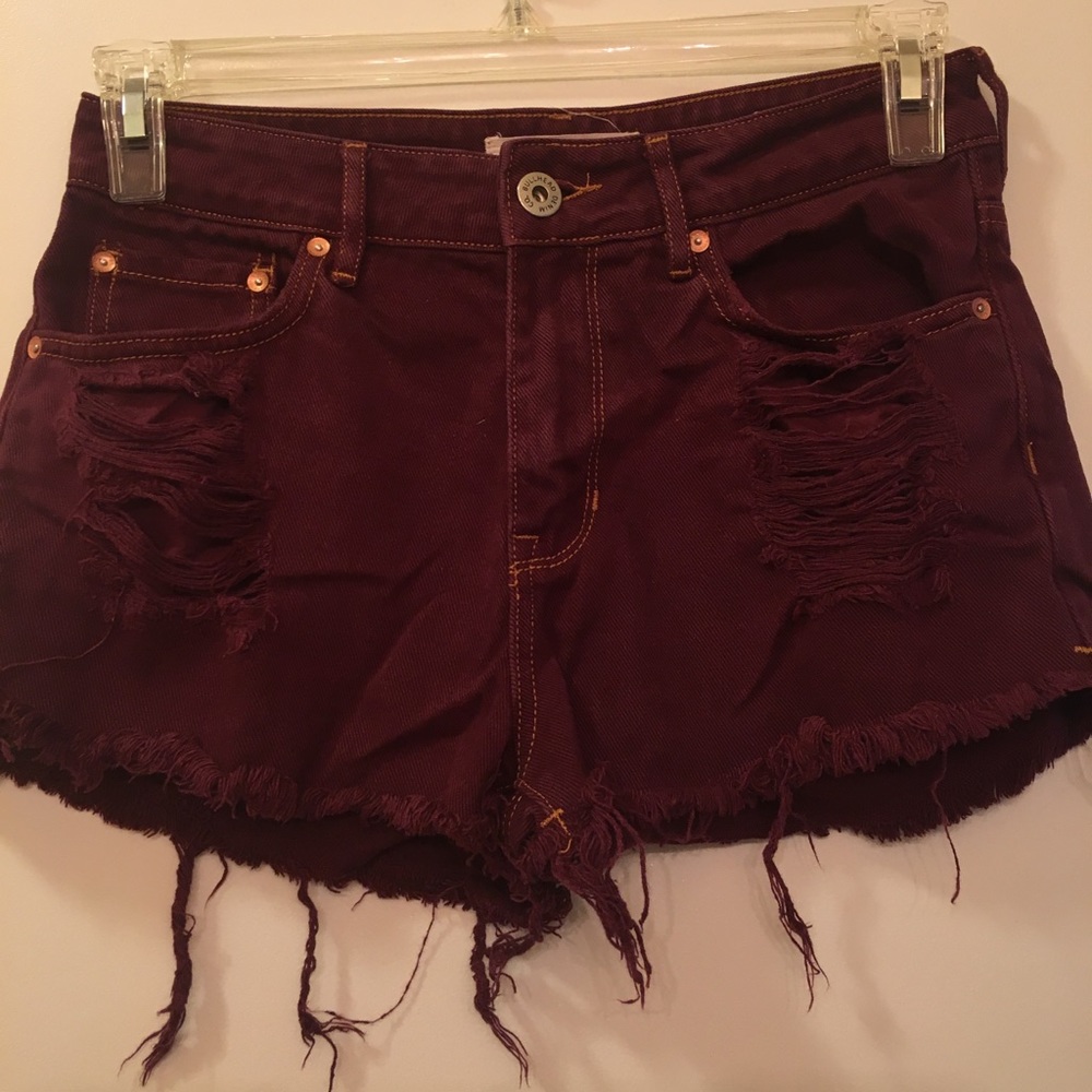 High rise burgundy shorts